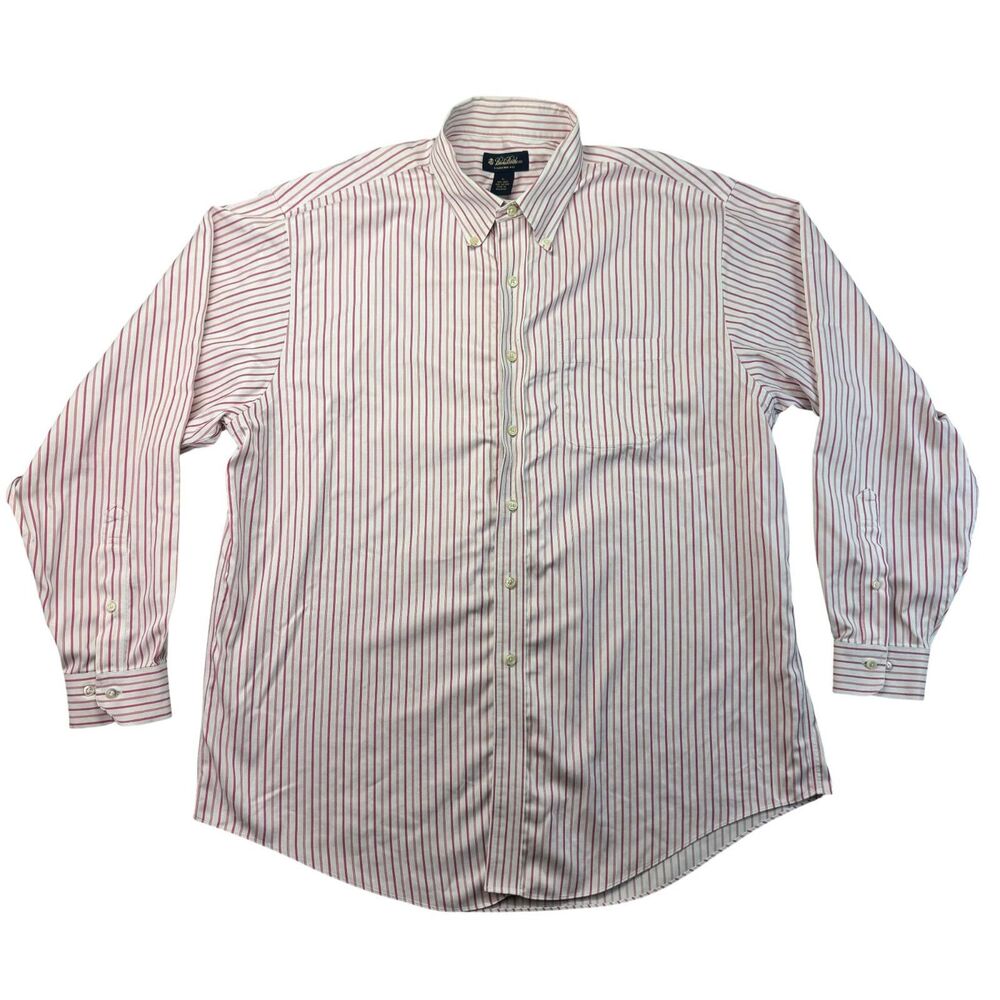 Brooks Brothers Shirt Mens Extra Large Red White Striped Preppy Button Down Work